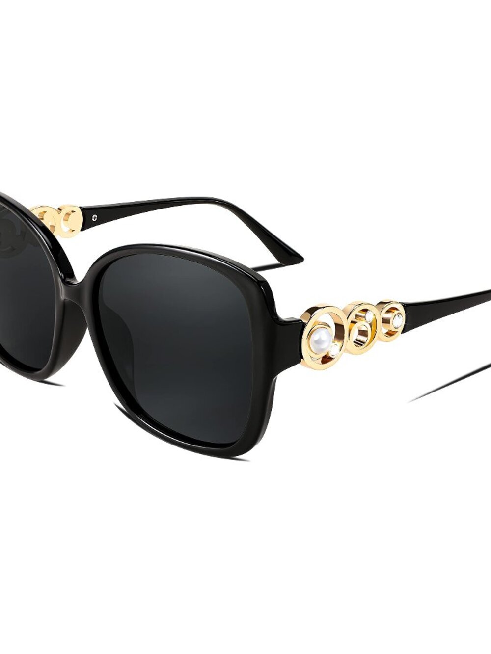 🆕 Women Big Polarized Sunglasses Pearl Sparkling Square Oversized Oval Frame